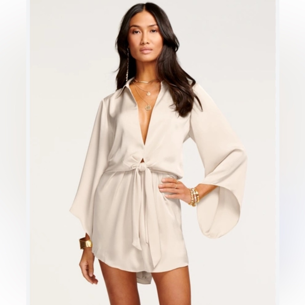 RAMY BROOK Penny Bell Sleeve Mini Dress In Sandstone